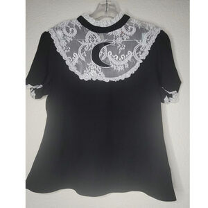 Killstar Wish Upon A Moon Top Gothic Lace Grunge Witchy Ruffle Trim